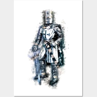 Fearless Knights Templar Warrior of Christ Watercolor Abstract Art Posters and Art